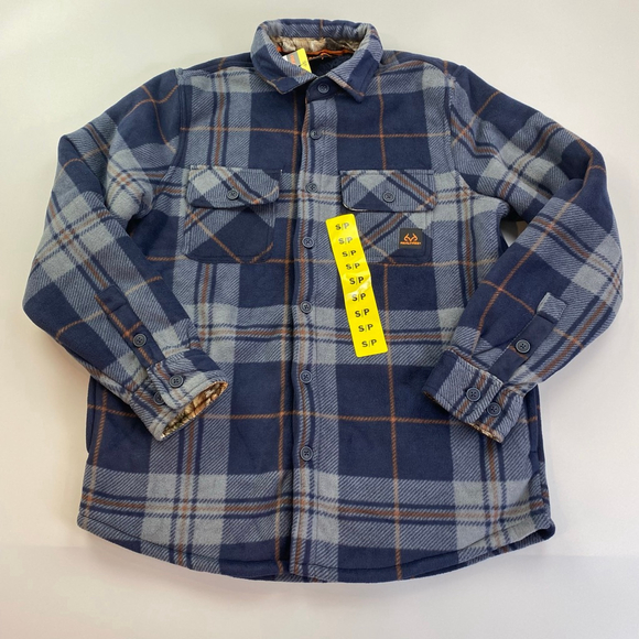 REALTREE Other - Men's Realtree Fleece Plaid Shirt Jacket S Blue Grey